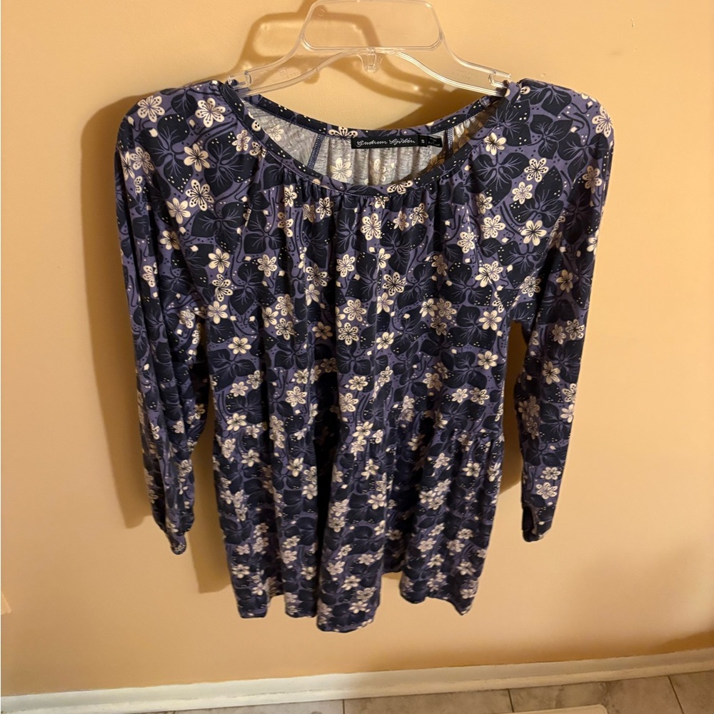 LAST CHANCE | Gudrun Sjoden Blue Floral Long Sleeve Blouse